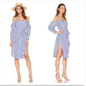 Bardot Paloma Cold Shoulder Striped  Tie Waist Dress Sz 6